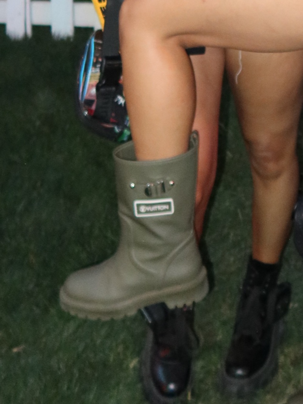 Louis Vuitton Olive Knee-High Lug Sole Boot with Buckle